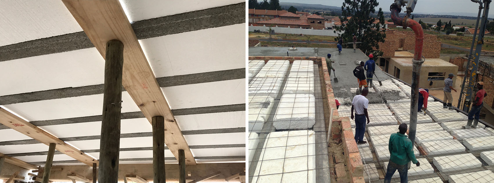 Concrete slab construction project showcasing completed slab work